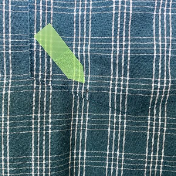 Van Heusen Classic Fit Short Sleeve Button Down Teal Mens Medium Preppy Timeless - Picture 5 of 10